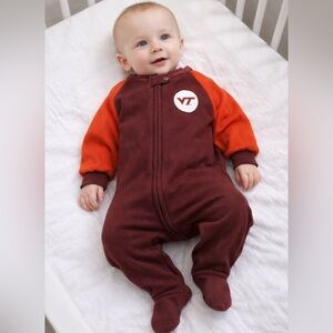 Virginia Tech VT Logo Fleece Zip-Up Footy PJs